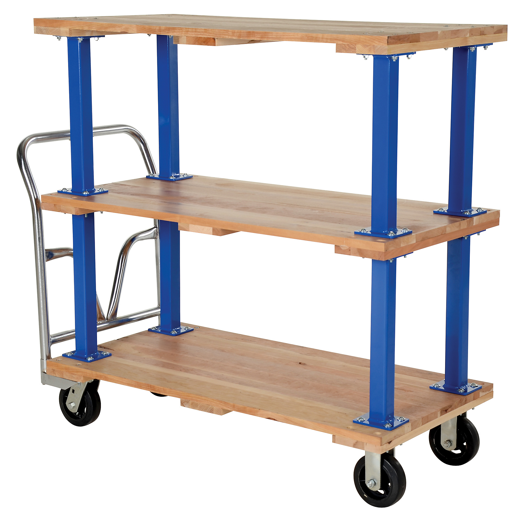Vestil Hardwood Triple Deck Platform Cart 24 In x 48 In 1,600 Lb. Capacity Tan